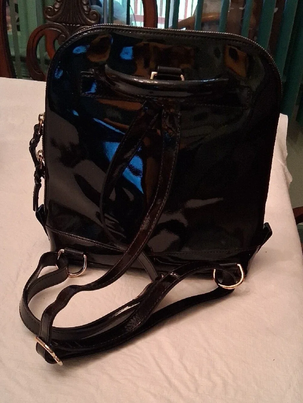 Dooney & Bourke Black Patent Leather Backpack